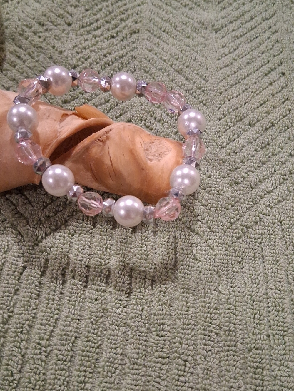 Pink Crystal and Pearl Stretch Bracelet - Women Jewelry